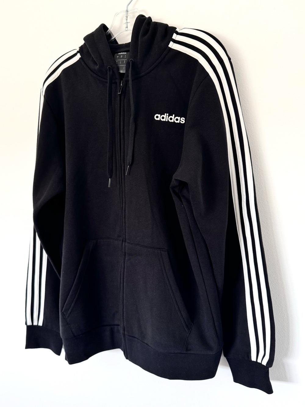 Black Adidas Zip Up Hoodie Sweatshirt Medium